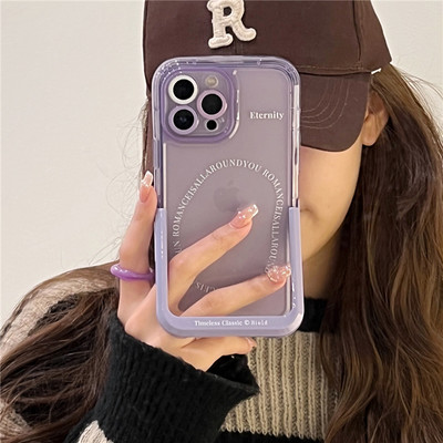 INS Ελαιογραφία Λουλούδια Αόρατη θήκη τηλεφώνου για iPhone 14 13 11 12 Pro Max 14 Plus Purple Love Heart Αντικραδασμικό κάλυμμα