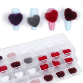 6 τεμ./Κουτί 3D γούρι νυχιών σε σχήμα αφράτης καρδιάς Μαγνητικό αποσπώμενο κιτ διακόσμησης νυχιών για DIY σχέδιο μανικιούρ in Love