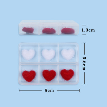 6 бр./Кутия 3D пухкав чар за нокти във формата на сърце Магнитен разглобяем комплект за декорация на нокти за Направи си сам дизайн на маникюр влюбен