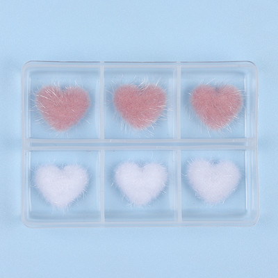 6 τεμ./Κουτί 3D γούρι νυχιών σε σχήμα αφράτης καρδιάς Μαγνητικό αποσπώμενο κιτ διακόσμησης νυχιών για DIY σχέδιο μανικιούρ in Love