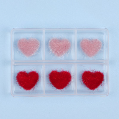 6 τεμ./Κουτί 3D γούρι νυχιών σε σχήμα αφράτης καρδιάς Μαγνητικό αποσπώμενο κιτ διακόσμησης νυχιών για DIY σχέδιο μανικιούρ in Love