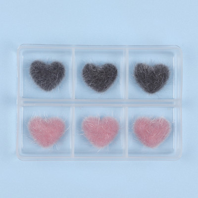 6 τεμ./Κουτί 3D γούρι νυχιών σε σχήμα αφράτης καρδιάς Μαγνητικό αποσπώμενο κιτ διακόσμησης νυχιών για DIY σχέδιο μανικιούρ in Love