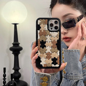 INS παζλ Lattice Stripe Λούτρινη θήκη τηλεφώνου για iPhone 14 13 12 11 Pro Max 14 Pro Max Plus Winter Aesthetic Μαλακό κάλυμμα