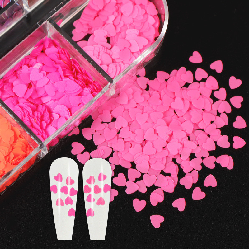 12Color Sweet Love Heart körömdíszítés flitter aranyos pelyhes dekoráció barkácsoláshoz varázslatokhoz Manikűr Design Alkatrészek Köröm Kiegészítők Kellékek
