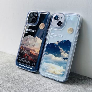 Калъф за телефон INS Snow Mountain Highway за iPhone 13 12 11 Pro Max XS MAX XR X 7 8 Plus Sunset View Прозрачен акрилен удароустойчив капак