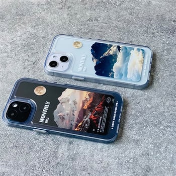 Калъф за телефон INS Snow Mountain Highway за iPhone 13 12 11 Pro Max XS MAX XR X 7 8 Plus Sunset View Прозрачен акрилен удароустойчив капак