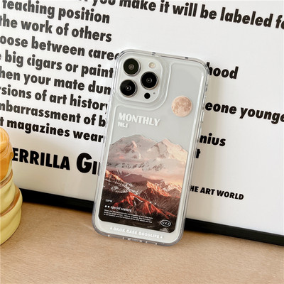 Калъф за телефон INS Snow Mountain Highway за iPhone 13 12 11 Pro Max XS MAX XR X 7 8 Plus Sunset View Прозрачен акрилен удароустойчив капак