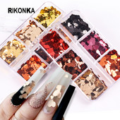 6Colors Love Heart Mix Size Nail Paillette Valentines Διακοσμήσεις Μανικιούρ Παγιέτες Flakes Σχεδιαστικά μέρη Νύχια Αξεσουάρ Προμήθειες