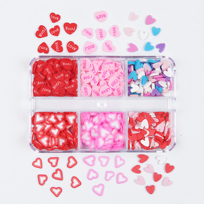 6Colors Love Heart Mix Size Nail Paillette Valentines Διακοσμήσεις Μανικιούρ Παγιέτες Flakes Σχεδιαστικά μέρη Νύχια Αξεσουάρ Προμήθειες