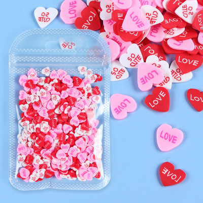 Love Heart Körömdíszítés Csillogó flitterek Színkeverék Pehely dekoráció Agyag Szelet Pehely Valentin Manikűr Dizájn Kellékek Köröm Kiegészítők