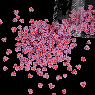 Love Heart Körömdíszítés Csillogó flitterek Színkeverék Pehely dekoráció Agyag Szelet Pehely Valentin Manikűr Dizájn Kellékek Köröm Kiegészítők