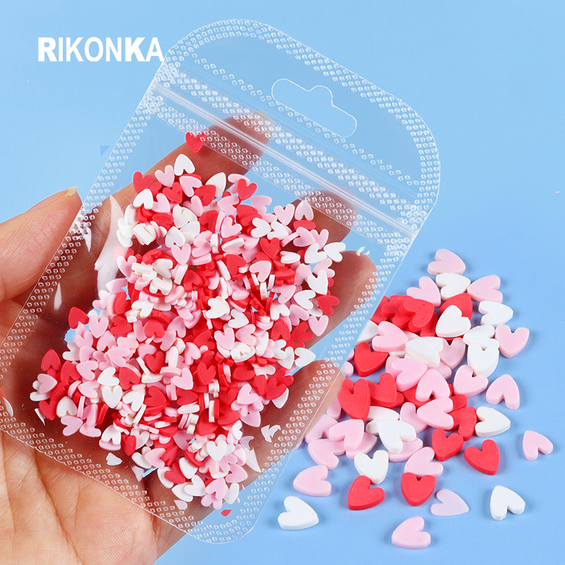 Love Heart Körömdíszítés Csillogó flitterek Színkeverék Pehely dekoráció Agyag Szelet Pehely Valentin Manikűr Dizájn Kellékek Köröm Kiegészítők