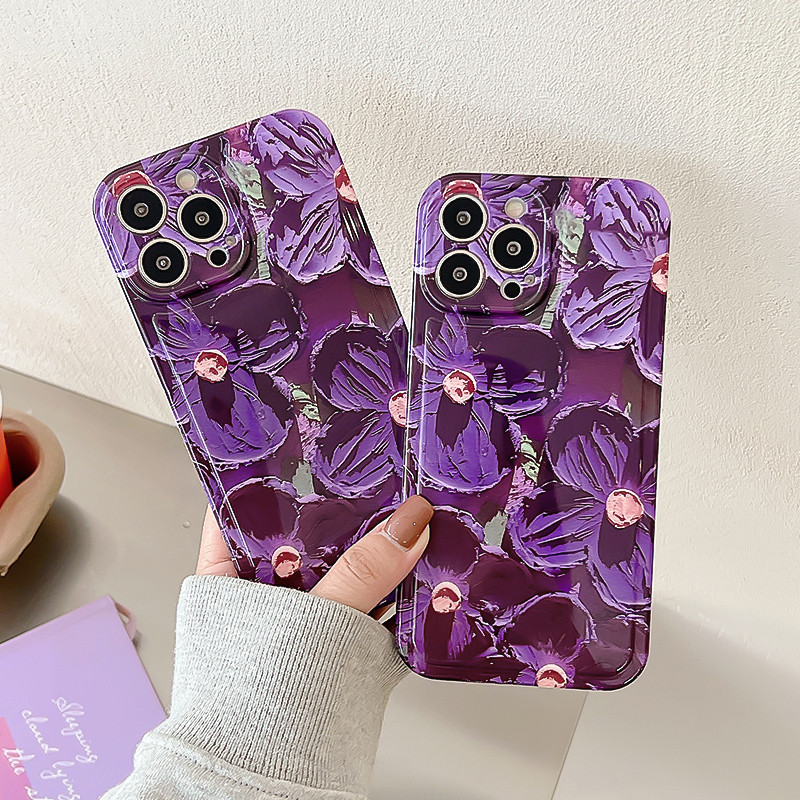 Retro õlimaali roosade lilledega telefoniümbris iPhone 14 Pro Max 13 12 11Pro X XS MAX XR luksuslik lilleline pehme põrutuskindel IMD kate
