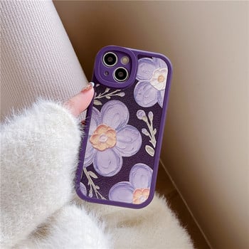 Κομψή Floral Μωβ Θήκη Τηλεφώνου Jasmine για iPhone 14 13 12 11 Pro Max 13 14 Pro Flowers Δερμάτινο κάλυμμα σιλικόνης αντικραδασμικό πίσω κάλυμμα