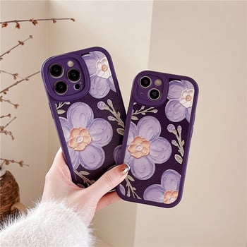 Κομψή Floral Μωβ Θήκη Τηλεφώνου Jasmine για iPhone 14 13 12 11 Pro Max 13 14 Pro Flowers Δερμάτινο κάλυμμα σιλικόνης αντικραδασμικό πίσω κάλυμμα