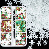 6 Grids White Christmas Snowflake Nail Glitter Sequins Διακόσμηση Ολογραφική νιφάδα χιονιού DIY Χειμερινό μανικιούρ Χριστουγεννιάτικα αξεσουάρ