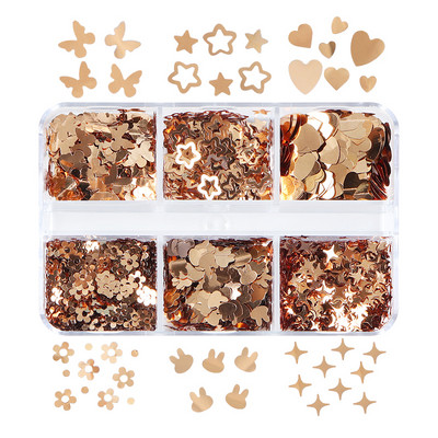 6 Grids White Christmas Snowflake Nail Glitter Sequins Διακόσμηση Ολογραφική νιφάδα χιονιού DIY Χειμερινό μανικιούρ Χριστουγεννιάτικα αξεσουάρ