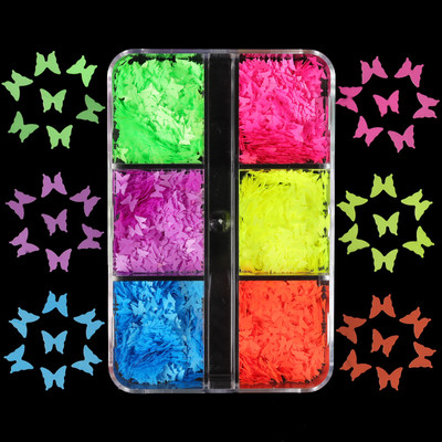 6 Grids White Christmas Snowflake Nail Glitter Sequins Διακόσμηση Ολογραφική νιφάδα χιονιού DIY Χειμερινό μανικιούρ Χριστουγεννιάτικα αξεσουάρ