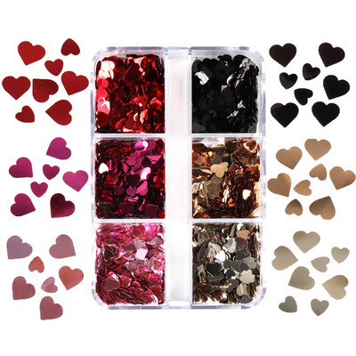 6 Grids White Christmas Snowflake Nail Glitter Sequins Διακόσμηση Ολογραφική νιφάδα χιονιού DIY Χειμερινό μανικιούρ Χριστουγεννιάτικα αξεσουάρ