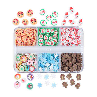 6 Grids White Christmas Snowflake Nail Glitter Sequins Διακόσμηση Ολογραφική νιφάδα χιονιού DIY Χειμερινό μανικιούρ Χριστουγεννιάτικα αξεσουάρ