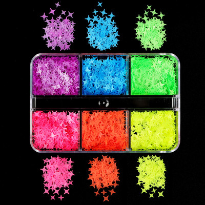 6 Grids White Christmas Snowflake Nail Glitter Sequins Διακόσμηση Ολογραφική νιφάδα χιονιού DIY Χειμερινό μανικιούρ Χριστουγεννιάτικα αξεσουάρ