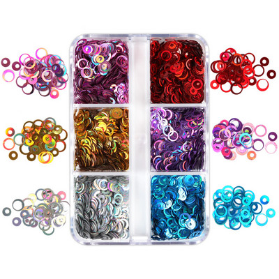 6 Grids White Christmas Snowflake Nail Glitter Sequins Διακόσμηση Ολογραφική νιφάδα χιονιού DIY Χειμερινό μανικιούρ Χριστουγεννιάτικα αξεσουάρ