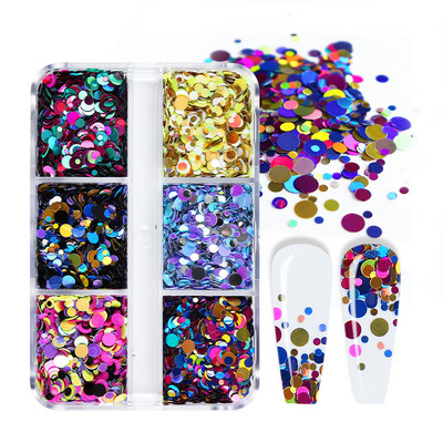 6 Grids White Christmas Snowflake Nail Glitter Sequins Διακόσμηση Ολογραφική νιφάδα χιονιού DIY Χειμερινό μανικιούρ Χριστουγεννιάτικα αξεσουάρ