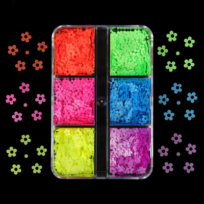 6 Grids White Christmas Snowflake Nail Glitter Sequins Διακόσμηση Ολογραφική νιφάδα χιονιού DIY Χειμερινό μανικιούρ Χριστουγεννιάτικα αξεσουάρ