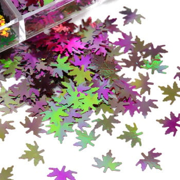 12 решетки хамелеон кленов лист пайети за нокти декорация холографски оранжеви есенни листа люспи Направи си сам есенни консумативи за нокти аксесоари
