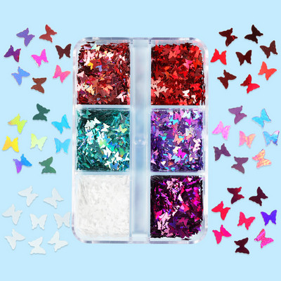 6 tinkleliai Blue Snowflake Nail Art Sequin Mermaid Snow Flakes Pasidaryk pats žiemos manikiūro dizainas Kalėdų nagų dailės dekoravimo priedai