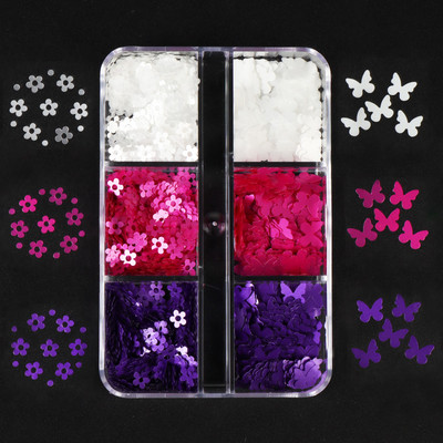 6 tinkleliai Blue Snowflake Nail Art Sequin Mermaid Snow Flakes Pasidaryk pats žiemos manikiūro dizainas Kalėdų nagų dailės dekoravimo priedai