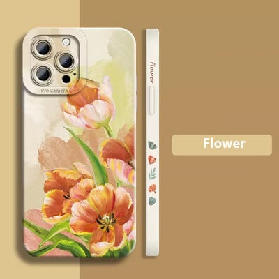 Θήκη τηλεφώνου Watercolor Flower Plant για iPhone 11 12 13 14 Pro Max Mini XR XS X 7 8 Plus SE 2 2020 Αντικραδασμικό κάλυμμα μαλακής σιλικόνης