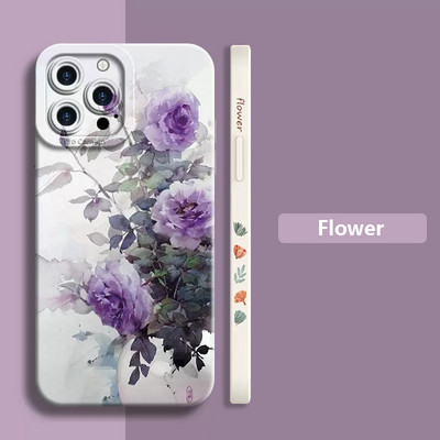 Θήκη τηλεφώνου Watercolor Flower Plant για iPhone 11 12 13 14 Pro Max Mini XR XS X 7 8 Plus SE 2 2020 Αντικραδασμικό κάλυμμα μαλακής σιλικόνης