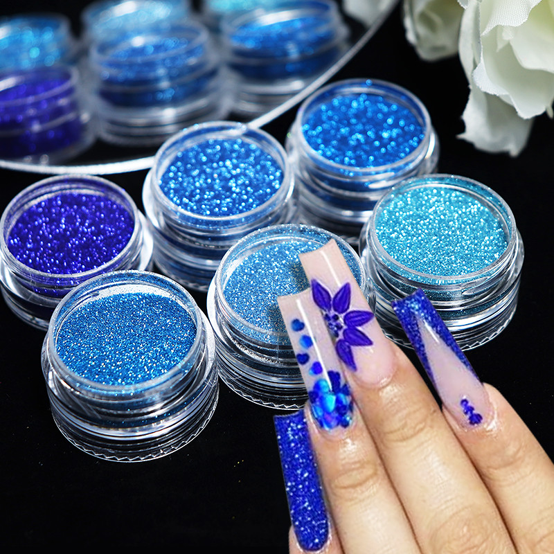 6Pc 0,1mm Nails Fine Glitter Sequins Sugar Powder Colorful Chrome Pigment Dust for UV Nail Polish Accessories Manicure