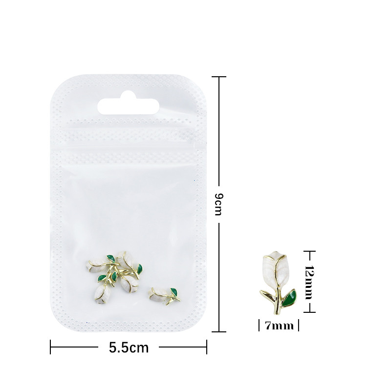 5 τμχ Ροζ Λευκή Τουλίπα Νύχια Γούρια Διακόσμηση Τρισδιάστατο κράμα Λουλούδι Πολυτελές ανταλλακτικό DIY Αξεσουάρ προμήθειες νυχιών ιαπωνικής-κορεατικής Kawaii