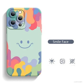 Луксозен калъф Ice Cream Smile Face за iPhone 14 13 12 11 Pro Max Mini X XS XR 7 8 Plus SE 2020 Удароустойчив мек Tpu силиконов капак