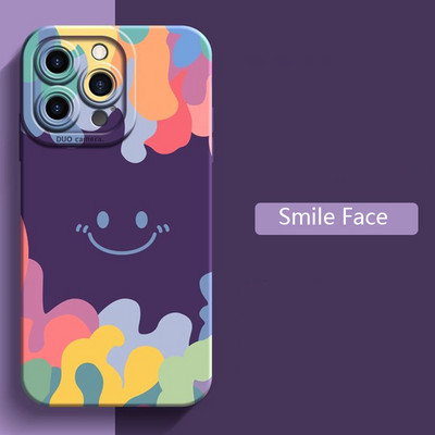 Луксозен калъф Ice Cream Smile Face за iPhone 14 13 12 11 Pro Max Mini X XS XR 7 8 Plus SE 2020 Удароустойчив мек Tpu силиконов капак