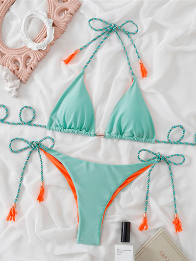 Új 8 színű Halter Scrunch Butt bikini női fürdőruha Női fürdőruha Kétrészes bikini szett fürdőruha Swim Lady V3963