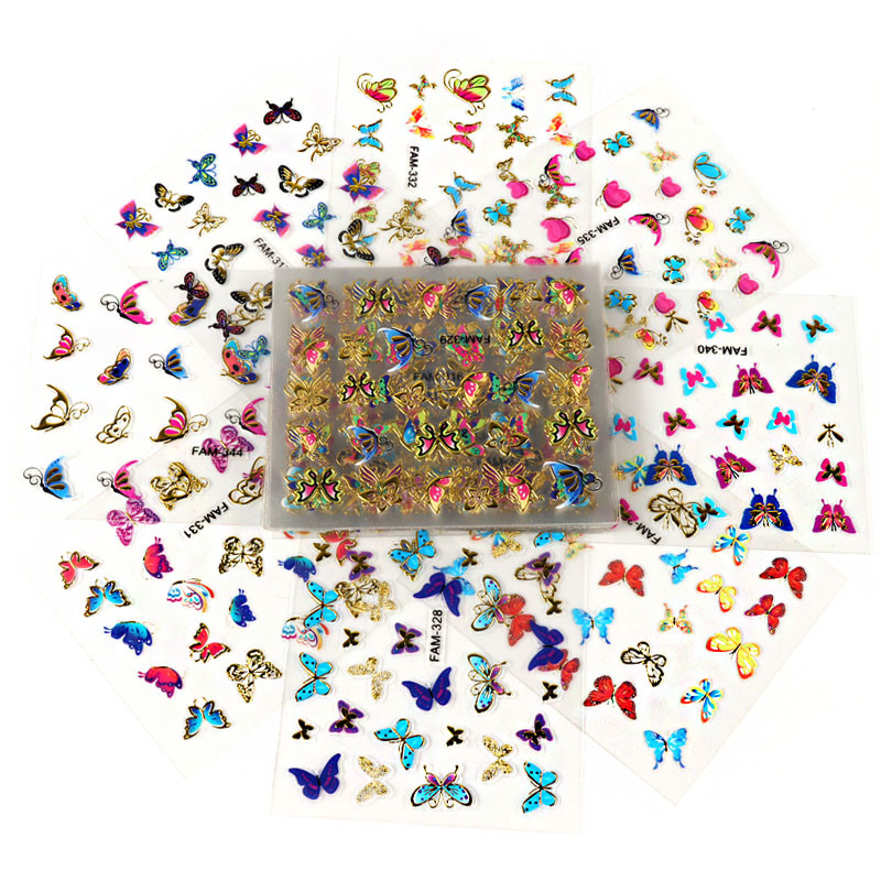 30 listova/set šareni leptir naljepnica za nokte mješovitih oblika manikura ukrasne naljepnice za DIY nail art dizajn klizni dodaci