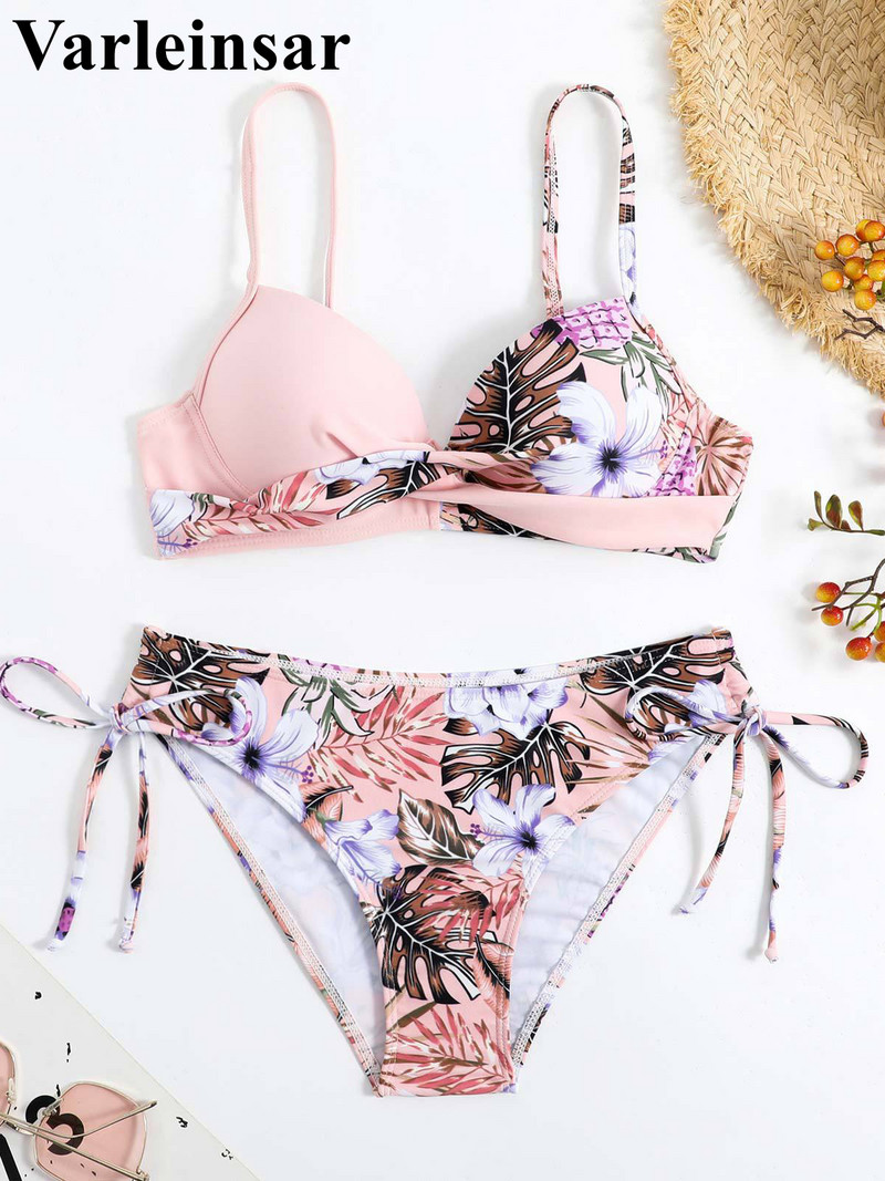 S- XL Sexy Flore Sutien Floral Bikini Costum de baie Femei Costum de baie Set de bikini din două piese Cu Cupă Costum de baie pentru baie V4313
