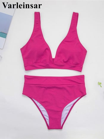 0XL - 4XL Ribbed Bikini Plus Size Large Size Swimwear Γυναικείο Μαγιό Γυναικείο Σετ μπικίνι δύο τεμαχίων Bather Bathing Suit Swim V3993