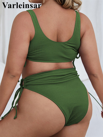 0XL - 4XL Ribbed Bikini Plus Size Large Size Swimwear Γυναικείο Μαγιό Γυναικείο Σετ μπικίνι δύο τεμαχίων Bather Bathing Suit Swim V3978