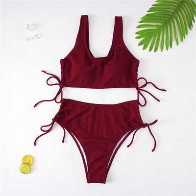 0XL - 4XL Ribotas Bikini Plus Size Didelio dydžio maudymosi kostiumėliai Moteriški maudymosi kostiumėliai Dviejų dalių bikinio rinkinys Maudymosi kostiumėlis maudymosi kostiumėlis V3978
