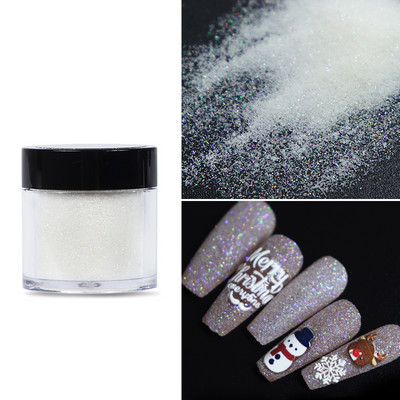 1 kutija Sjajni šećer u prahu za Božić Snowflake Design Puder za umakanje Bijeli crni bomboni Efekt premaza Pigment Prašina Pribor za nokte
