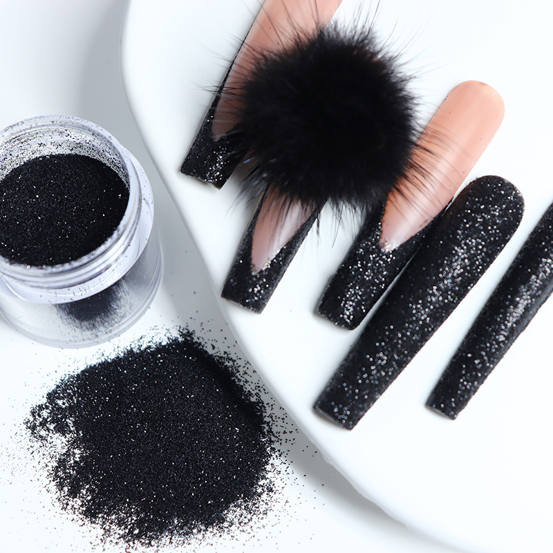 1 kutija Sjajni šećer u prahu za Božić Snowflake Design Puder za umakanje Bijeli crni bomboni Efekt premaza Pigment Prašina Pribor za nokte