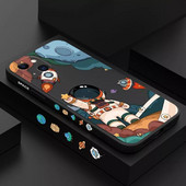 Cartoon Astronaut kvadratinis silikoninis dėklas, skirtas iPhone 11 12 13 14 Pro Max Mini XR X XS 7 8 Plus SE 2020 smūgiams atsparus buferio galinis dangtelis