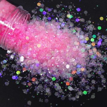 Iridescent Nail Glitter Powder Mixed Hexagonal Flake Sequin Pigments 2021 Nail Art Fashion Design Translucent Dust