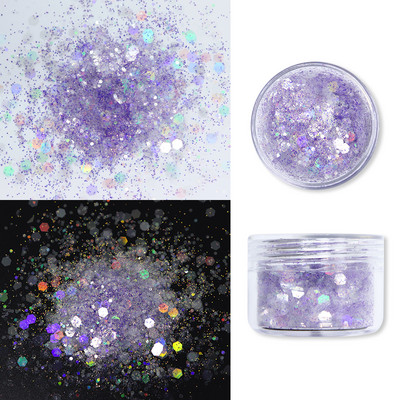 Vaivorykštės nagų blizgesio pudra, mišri šešiakampė dribsnių blizgučių pigmentai 2021 m. nagų dailės mados dizainas permatomos dulkės