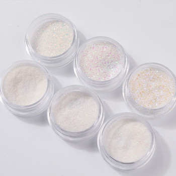 6 бр./компл. Unicorn Aurora White Sequins Nail Art Glitter Powder Mermaid Dust Fine Flakes Decorations for DIY Nails Accessories