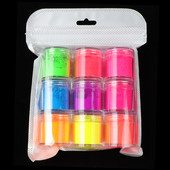 9 Krāsas/komplekts Neona Pigmenta Pulveris Fluorescences Nagi Glitter Summer Shinny Dust Ombre DIY Gel Manikīrs Nail Art Dekorācijas 10ML